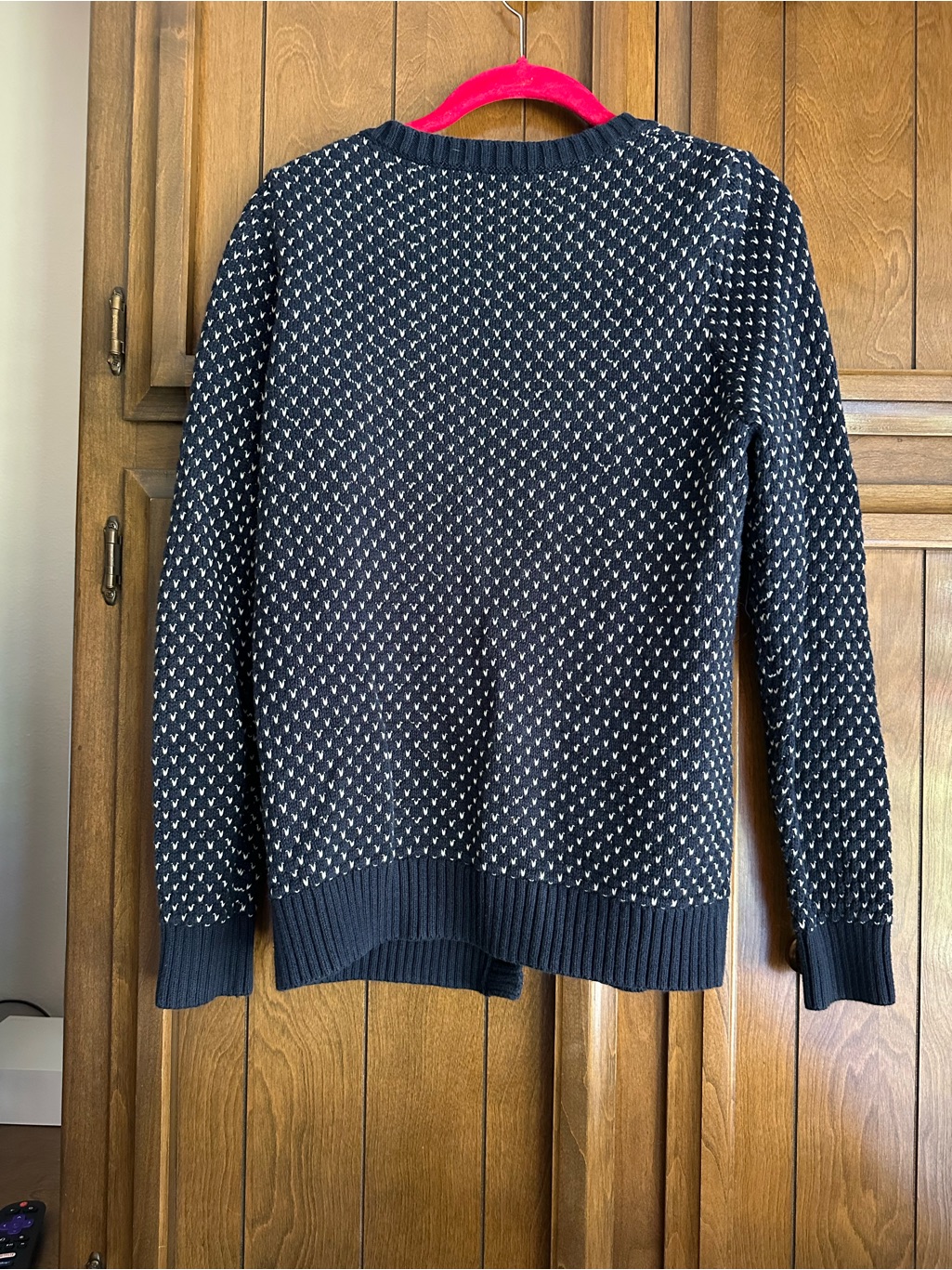 Vintage L.L. Bean Navy And Cream Textured Women's Cardigan — image 2 of 2